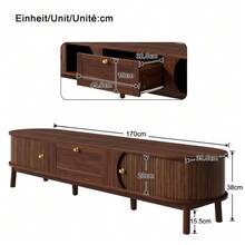 Modern Solid Wood TV Stand With Drawers, Classic Rounded Corners, Sturdy Wooden Legs, TV Cabinet With Storage For The Living Room. - 棕色 - 查看 3