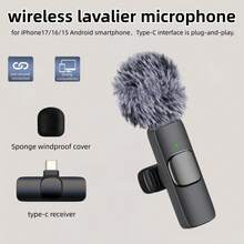 2 buah Mikrofon Lavalier Nirkabel USB Tipe-C Pasang dan Mainkan, Peredam Kebisingan Cerdas, Untuk iPhone 17/16/15, Ponsel Pintar Android, Kompatibel dengan Adaptor Lightning untuk iPhone, Laptop, Mikrofon Lavalier Nirkabel, Cocok untuk Vlog, Rapat, Pembelajaran, Perekaman Video Pendek, Streaming Langsung, Siaran Langsung - Meningkatkan Kualitas Audio - Hitam - View 13