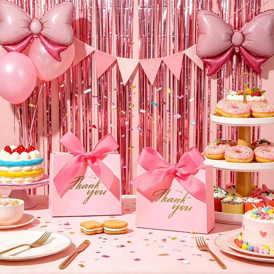 10 piezas de bolsas de regalo impresas en rosa, adecuadas para bodas, fiestas de cumpleaños, eventos empresariales y embalaje de regalos - Bolsas de embalaje - Ver 1