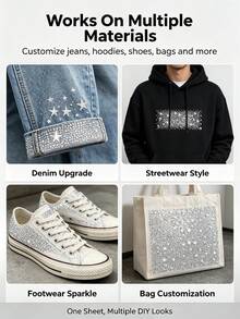 12pcs Hot Fix Rhinestone Patches, Crystal Shiny Hot Melt Appliques For Clothing DIY Decoration (Fashion Style) - Fashionable - View 3