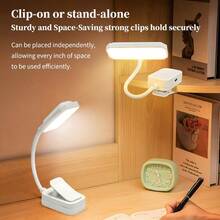 New Rechargeable LED Clamp Book Light, 360° Rotatable & Bendable, 3 Color Temperatures Dimmable, USB Charging Portable Reading Light, Bedroom Night Light - 夾書燈 - 查看 4