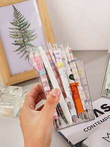 Transparent Acrylic Square Pen Holder, Minimalist Style Transparent Pen Holder Stationery Set, Used For Organizing And Storing Various Pens, Stationery And More For Study And Work, Back To School Season School Supplies - Transparent - View 3