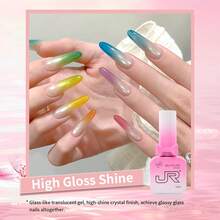 JR 9件組 15ml 釉面彩色 UV 凝膠指甲油套組 LED 浸泡式卸除 家用 DIY 3D 凝膠美甲 女孩禮物 - 彩色 - 查看 8