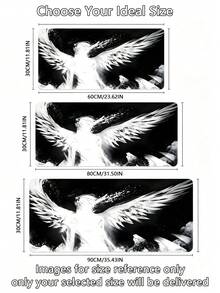 Mouse Pad Gamer Grande com Arte de Asa de Anjo em Tinta Preto e Branco, 3 Tamanhos, Superfície de Tecido Liso, Base de Borracha Antiderrapante, À Prova d'Água, Resistente a Manchas, Borda Costurada com Precisão, Tapete de Mesa para Laptop, PC, Escritório e Jogos - Visão 14