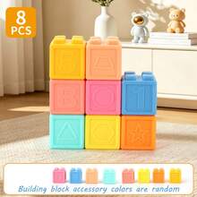 Soft Rubber Building Blocks For Infants, Educational And Cognitive Toys For Early Learning, Stacking And Building, Designed For Grasping Training, Chewable Soft Rubber Toys, Suitable For Baby, Promoting Cognitive Development, Birthday/Halloween Gift - Multicolor - View 13