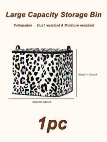 1pc Foldable Leopard Print Heart Pattern Storage Box, Large Capacity Zipper Storage Bag With Handle, Dust-Proof & Moisture-Proof Space-Saving, Suitable For Wardrobe, Bedding, Blankets, Toys And Seasonal Clothing,Bedroom Room Decor,Back To School - Multicolor - View 13