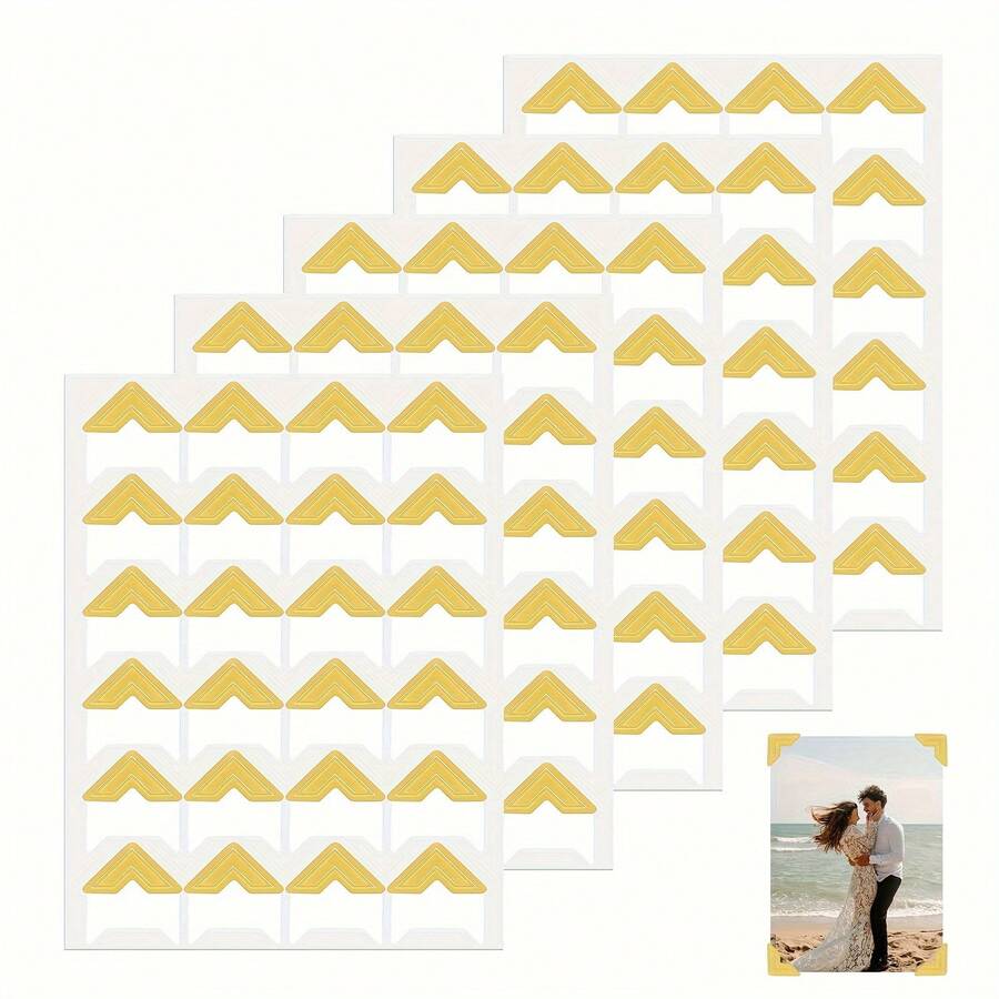 120 buah Stiker Sudut Foto Emas, Stiker Sudut Bingkai Foto Perekat Sendiri, Cocok untuk Scrapbook, Album Foto, Dekorasi Buku Harian, Menempelkan Sudut Foto, Kerajinan Tangan DIY - Satu-Ukuran - View 1