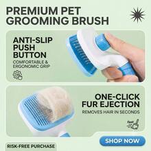 1pc Easy-Clean Pet Grooming Brush With One-Click Self-Cleaning Function, Suitable For Cats And Dogs Shedding, Curved Bristle Design For Gentle Massage, Ideal For Removing Loose Hair, Specially Designed For Pet Grooming - Multicolor - View 7
