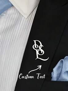 Custom Stainless Steel 3-Letter Brooch, Personalized Couple Initial Lapel Pin, Men's Letter Brooch Accessory, Groom Gift - As Shown - View 2