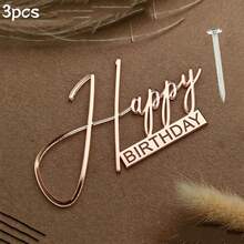 3件/1件 生日蛋糕裝飾鏡面壓克力字母蛋糕插牌 生日派對用品 - 多色 - 查看 23