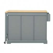 Kitchen Island On Wheels, Kitchen Island With Retractable Dining Space, Spice Rack And Drawers, Mobile Freestanding Kitchen Island, Ideal For Kitchen And Dining Room (Grey) - 灰色 - 查看 10