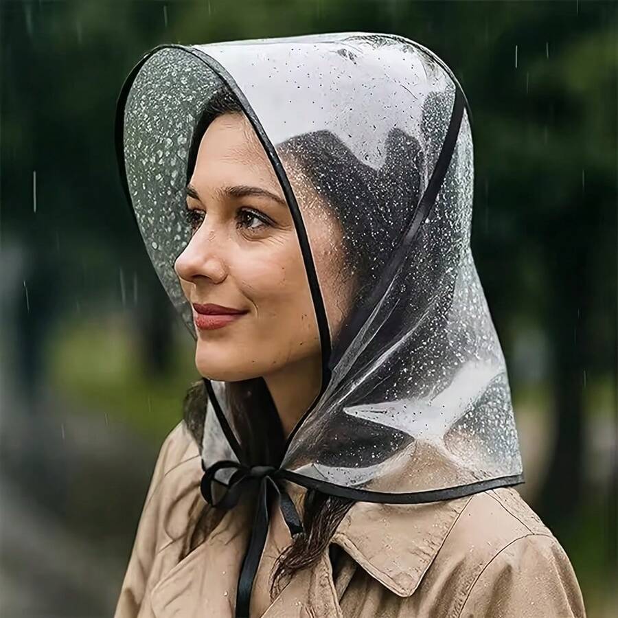 Transparent, Reusable Rain Hat With A Wide Brim, Suitable For Women's Outdoor Travel, Hiking, Gardening, Shopping, And Beach Protection. - Multicolor - View 1