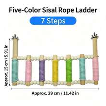 (Random Color Rope) 1pc Colorful Parrot Climbing Ladder Bird Toy, Sturdy Cage Perch, Suitable For Budgies, Cockatiels, Parrots Exercise Enrichment Decoration, Indoor Bird Cage Accessories - View 7