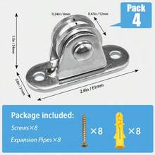 2/4Pcs Heavy Duty Fixed Pulley Detachable Pulley Block Kit Wall-Mounted Pulley Loading 176 Lb For Sliding Gate And Wire Rope - Silver - View 3