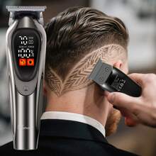 Hatteker 1pc USB Rechargeable Digital Display Electric Hair Clipper, Multi-Speed Adjustable Hair Trimmer For Men, Carving & Styling - View 9