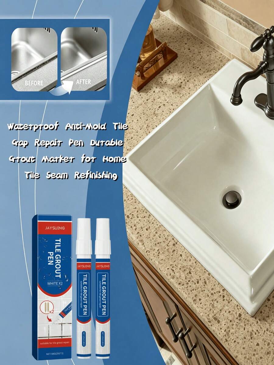 JAYSUING Ceramic Tile Grout Pen, Waterproof & Mold-Resistant, Long-Lasting Durable Filling For Beautiful And Clean Home Space