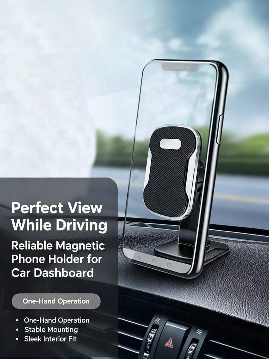1pc Car Magnetic Phone Holder, Suitable For Center Console, Universal Type, Multi-Function Magnetic Adhesive Phone Mount, Dashboard Navigation Phone Holder - Magnetic Phone Mount - View 1