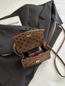 Bowknot Vintage Solid Color Polka Dot Versatile New Small Square Bag Women Elegant Personalized Mini Premium Crossbody Bag - Brown - View 11