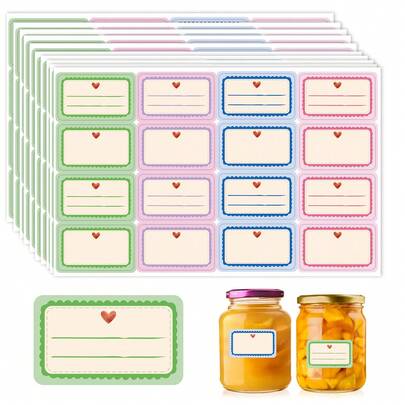 10pcs Macaron Blank Label Stickers, INS Style Wavy Edge Heart Shape, Blank For Handwriting, Office Stationery Stickers, Food Glass Jar Storage Baking Gift Classification Labels, Suitable For Food Storage, Home Organization, Gift Handmade Packaging DIY Decoration