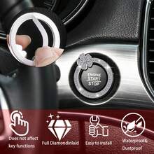 1 pieza Pegatina decorativa de botón de arranque de un toque para coche con flor de 5 pétalos de cristal de strass, forma de flor linda, decoración interior de coche, pegatina popular de cubierta de botón de arranque de un toque, adecuada para modelos de encendido con llave y arranque con perilla - multicolor - Ver 5