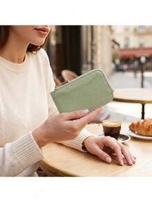 Pomelo Best Color Block Leather Zipper Card Holder Multi Card Slots Slim Mini Wallet For Women,Wallets For Women - Multicolor - View 6