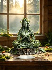 2D 壓克力大地之母雕像 苔蘚樹女神雕像 禪意自然愛好者裝飾 大地之母女神 樹靈 靈性裝飾 禪風 祭壇裝飾 房間裝飾 桌面裝飾 客廳裝飾 - 打坐女神 - 查看 5