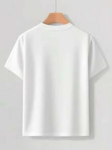 T-shirt con stampa a motivo angelo Cupido, girocollo, ampia e comoda, abbigliamento per esterni, t-shirt girocollo giovanile da strada, abbigliamento estivo da uomo Y2k 81BT - Bianco - Visualizzare 2