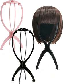 1Pc/3Pcs Foldable Portable Hairpiece & Hat Display Stand, Stable Durable Multi-Purpose Storage Holder For Daily & Travel Use, 13.8 Inch Wig Display Head For Multiple Wigs - Multicolor - View 2