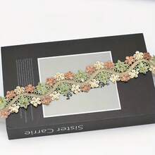 1/5" 金色亮片蕾絲飾邊刺繡花卉蕾絲緞帶 波浪金屬編織邊 多色花卉貼花，適用於縫紉手工、婚紗禮服裝飾、衣飾飾邊、DIY拼接派對裝飾、家用紡織面料 - 粉色 - 查看 2