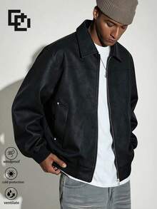 Men's Autumn/Winter Casual Fashion Minimalist Outdoor Lapel Jacket - Black - View 1