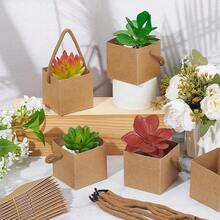 10/25/Pcs Succulent Packaging Bags Gift Boxes,Mini Square Kraft Paper Baskets With Handles, Suitable For Plants, Candies, Weddings, Bridal Showers, Parties And Other Events As Guest Favors.Packaging Bags. 50pcs(25 Bags +25 Ropes) - Multicolor - View 7