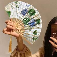 1件中式摺疊扇形小扇子 女款夏季新款中式古風旗袍漢服道具舞扇 便攜式 - 多色 - 查看 9