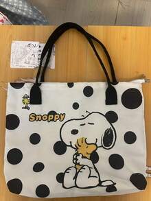 SNOOPY 1件刺繡日式帆布托特包，適合日常通勤、工作、購物、學校收納，亦可作為返校季、生日或節日禮物（隨機款式） - C - 查看 10