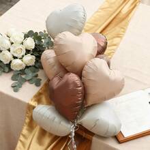 6pcs 18-Inch Cream, Coffee, Caramel Heart-Shaped Foil Balloons Set, Vintage Color Palette Birthday Party Decoration, Halloween, Christmas, New Year Decoration, Wedding, Engagement Ceremony, Valentine's Day Party Atmosphere Balloons - View 6