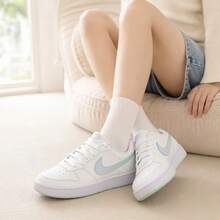 Nike New COURT BOROUGH Big Kids Flat Low-Top Versatile Casual Skate Shoes - White/Blue-green - View 2