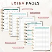 2027 English Calendar Book With 5 Stickers, 320-Page Thick Weekly Planner, PU Cover, Inner Pages Include Personal Information, 2027 Calendar, Monthly Plan, Weekly Plan, 365-Day Daily Plan, Suitable For Christmas, Thanksgiving, Birthday Small Gifts - One Size Fits All - View 3