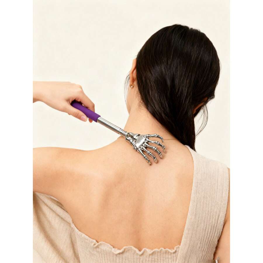 1pc Random Color Skeleton Hand Back Scratcher,Telescopic Back Scratcher,Stainless‑Steel Back Scratcher,Portable Itch Relief Tool,Massager For Back Shoulder Neck. - A - View 1
