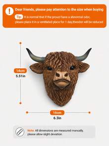 Highland Cow Head Wall Hanging Planter, Rustic Bohemian Style Resin Hanging Flower Pot, Decorative Succulent Plant Holder For Living Room, Bedroom, Entryway, Patio, Farmhouse Wall Decor, Unique Housewarming Gift For Animal Lovers And Women - Multicolor - View 10