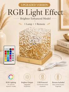 Modern Geometric Mood Lamp, Aurora Or Ripple Light With Touch Switch,16-Colors,Plug In USB. - Multicolor - View 14