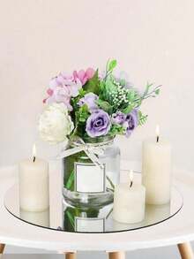 6pcs 12 Inch Round Mirror Tray Decor, Flat Round Mirror Centerpiece Decorative Tray, Wedding Party Table Decor Mirror Plate, Mirror Candle Holder Tray, Suitable For Tabletop Vase Display Decoration - Multiple Styles - View 5