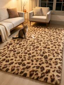 1 pieza Alfombra de pelo largo con estampado de leopardo, alfombra esponjosa, estilo Ins, alfombra suave y cómoda, alfombra decorativa, tapete de piso, alfombra, alfombra para sala de estar, alfombra de área, alfombra grande, alfombra para dormitorio, alfombra universal - Multicolor - Ver 2