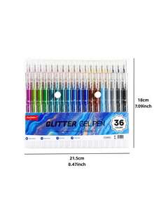 12/36支彩色亮粉凝膠筆 0.8mm 鮮豔閃亮繪圖筆 多色豐富 順滑書寫 亮粉墨水 適合手帳愛好者、學生、剪貼簿的文具禮品 - Gel Pen - 查看 9