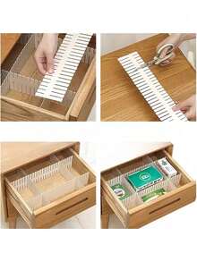 1/8/12 Adjustable DIY Drawer Dividers Storage Box, For Organizing Sundries, Tableware, Underwear, Socks, Clothes, Skirts, Desktop And Boxes, Suitable For Kitchen, Bathroom, Bedroom, Office (Can Be Freely Cut) - Multicolor - View 9