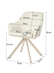 Goeurvant Modern Grid-Stitched Upholstered 360° Swivel Dining Chairs With Armrests And Removable Cushion For Dining Room, Living Room, Office - Set Of 2 / Set Of 4 / Set Of 6-Cream/Textured Fabric - /Chenille - View 10