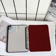 酒紅色波點蕾絲印花平板保護翻蓋保護殼，附筆槽，相容 iPad 10代 Smart Case/11(A16 2025)/相容 Galaxy S9/S7/S10+/相容 /相容 - 彩色 - 查看 5