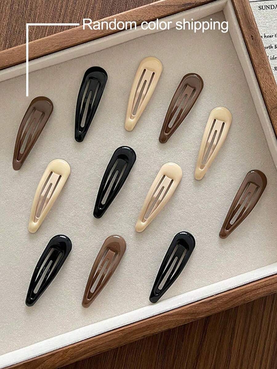 30pcs Girls Minimalist Water Drop Coffee Color BB Clips Summer Oil Drip Cute Side Clips Apple Cherry Strawberry Random Hair Clips - Multicolor - View 1