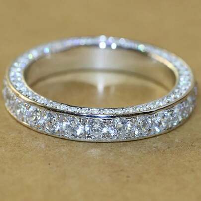 Full Circle Micro-Inlaid Zirconia Women's Ring, Fashionable Versatile Accessory, Unique Personalized High-End Design, Suitable For Women's Daily Casual Wear