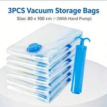 5/3PCS Portable Travel Storage Bags Large Capacity Compression Bags Reusable Vacuum Bags Foldable Organizer Bags Luggage Bags Dust-Proof Packaging Cubes Moisture-Proof Bags Anti-Moth Space-Saving Suitable For Clothes Wardrobe Back To School Season - Multicolor - View 9