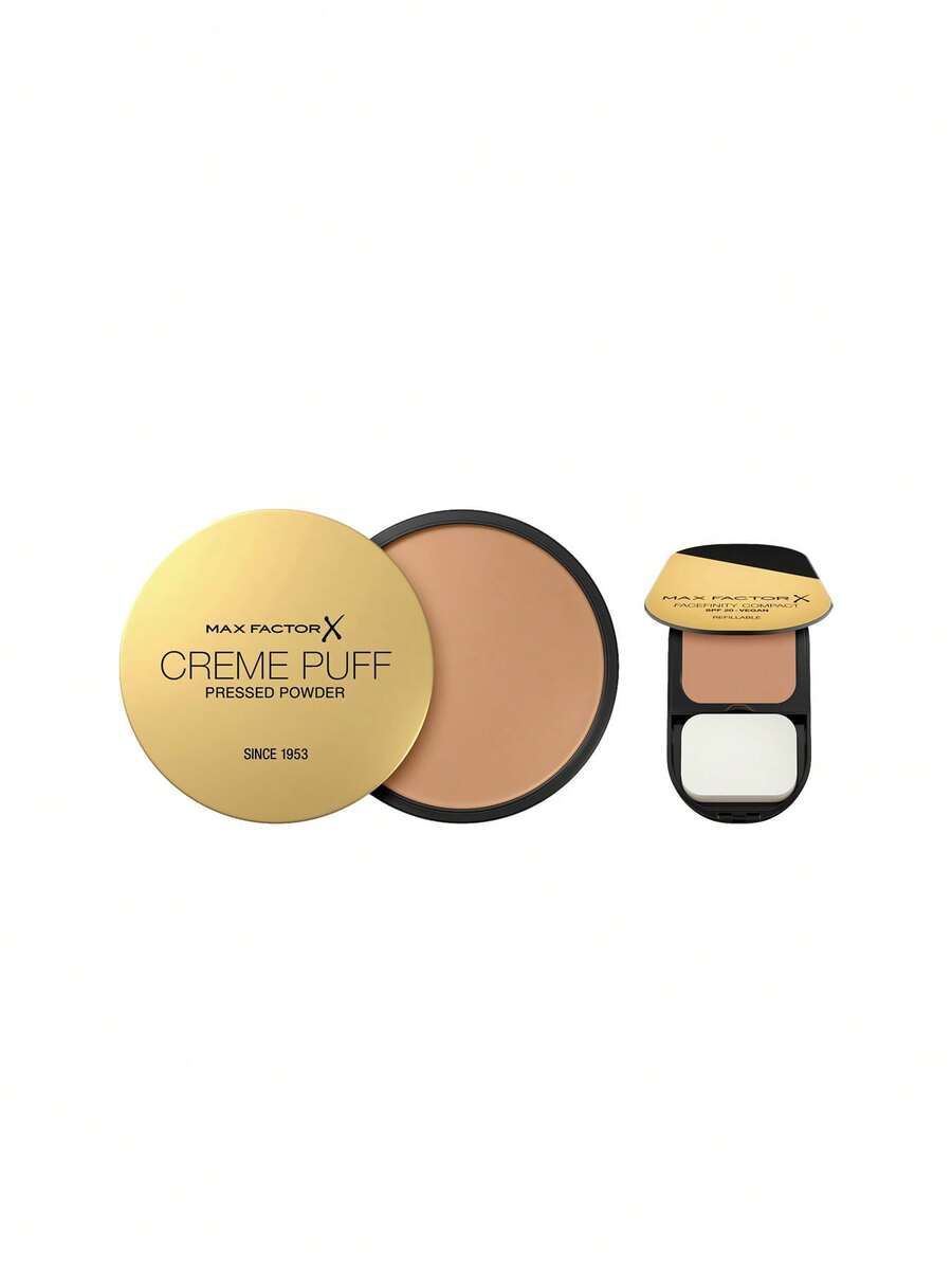 Max Factor [حزمة] بودرة مضغوطة 41 بيج متوسط 14 جرام + كريم أساس مضغوط فيس فينيتي 005 رملي 10 جرام - 41 بيج متوسط + 005 رملي - مشاهدة 1