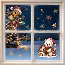 2pcs Christmas Window Stickers, With Christmas Bear And Bird Pattern, Static Glass Decals, For Christmas Scene Decoration, Suitable For Removable Window And Glass Decor - 1PC - View 7